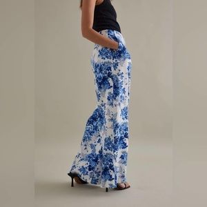 Anthropology Maeve Printed Pleated Wide-Leg Pants